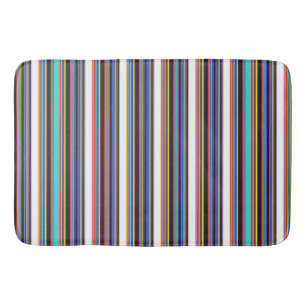 Cute black blue stripes bath mat