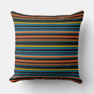 Cute black blue stripes cushion