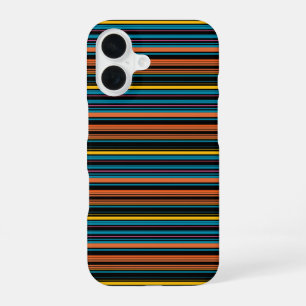 Cute black blue stripes iPhone 16 case