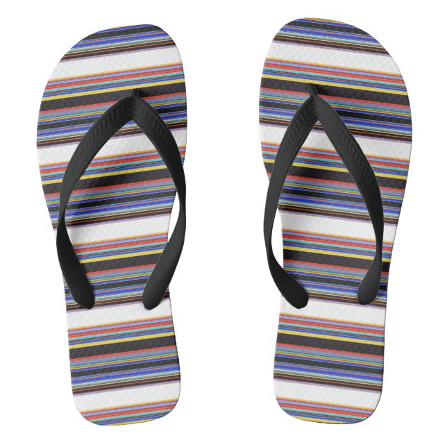 Cute black blue stripes jandals (Footbed)