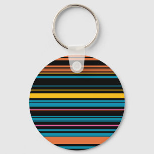 Cute black blue stripes key ring