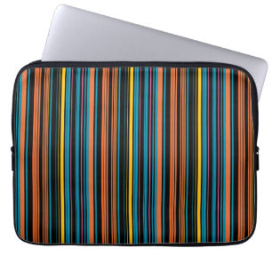 Cute black blue stripes laptop sleeve
