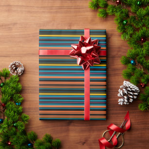 Cute black blue stripes wrapping paper