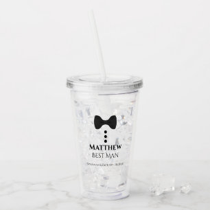 Cute Black Bow Tie & Buttons Best Man Wedding Acrylic Tumbler