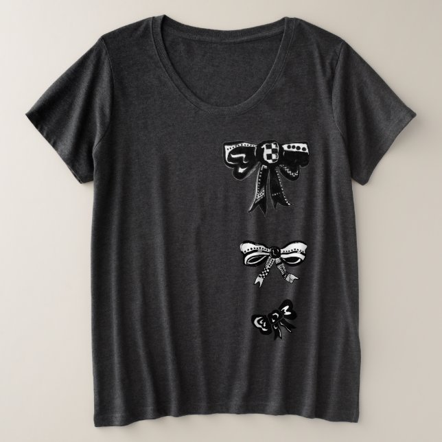 Cute Black Bows  Graphic T-shirt Plus Size T-Shirt (Design Front)