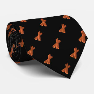 Cute Black Brown Cinnamon Stick Seamless Pattern Tie