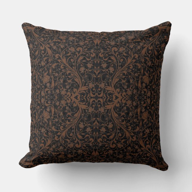 Cute  black brown tiger floral pattern cushion (Front)