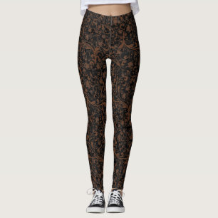 Cute black brown tiger floral pattern leggings