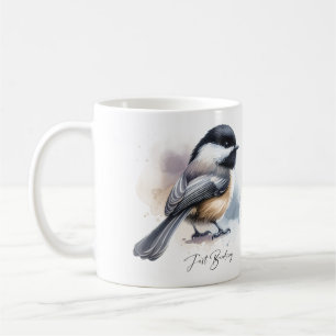 Cute Black Cap Chickadee 'Just Birding' Coffee Mug