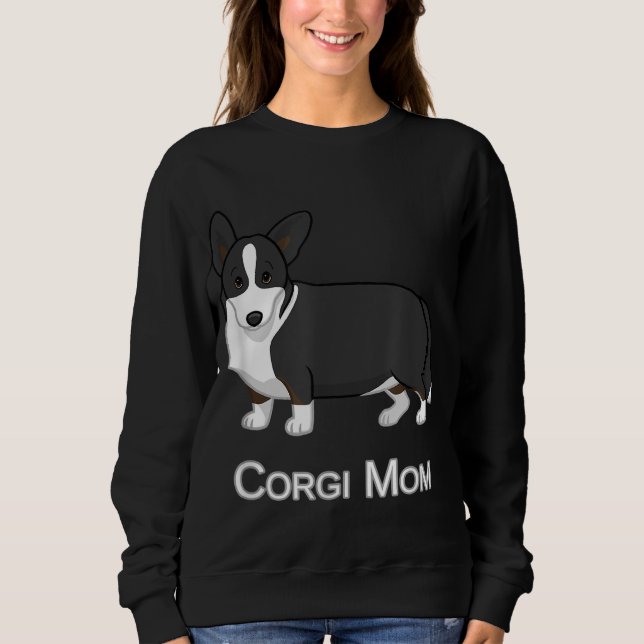 Cute Black Cardigan Welsh Corgi Mum Dog Lover Sweatshirt (Front)