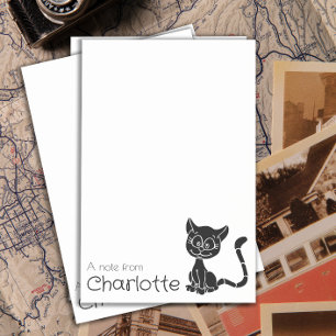 Cute black cartoon cat name post-it notes