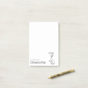 Cute black cartoon cat name post-it notes