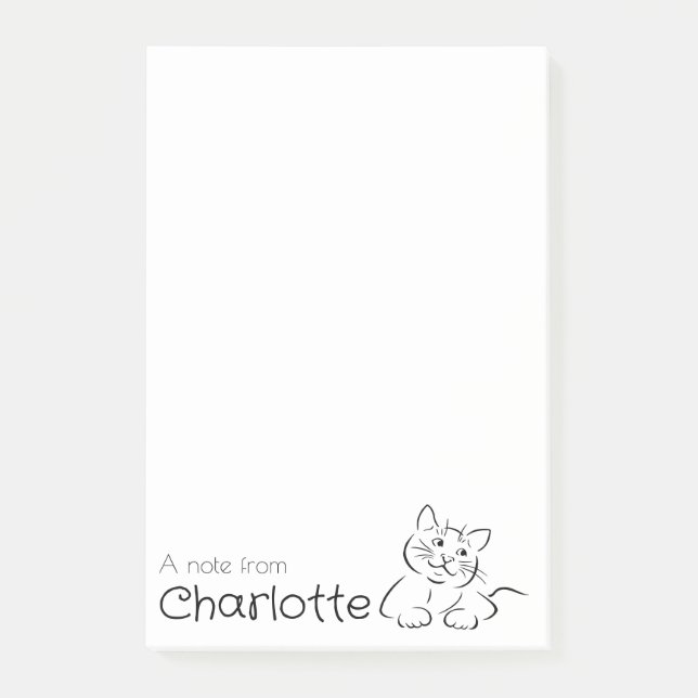 Cute black cartoon cat name post-it notes (Front)