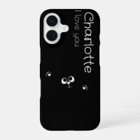 Cute black cartoon cats name charcoal Case-Mate iP