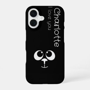 Cute black cartoon cats name charcoal Case-Mate iP iPhone 16 Case