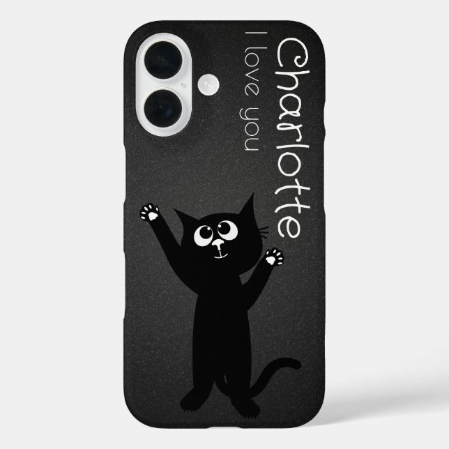 Cute black cartoon cats name charcoal Case-Mate iP iPhone Case (Back)