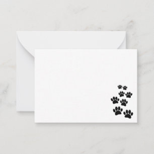 Cute Black Cartoon Pet Paw Trail Card