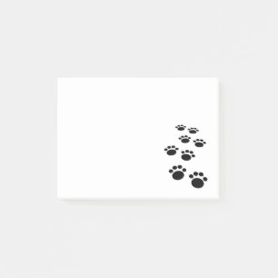 Cute Black Cartoon Pet Paw Trail  Post-it Notes