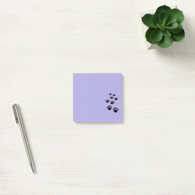 Cute Black Cartoon Pet Paw Trail  Post-it Notes (Office)