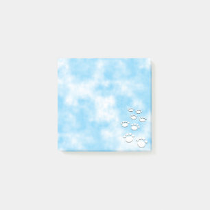 Cute Black Cartoon Pet Paw Watercolor Blue Post-it Notes