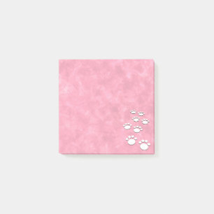 Cute Black Cartoon Pet Paw Watercolor Pink Post-it Notes