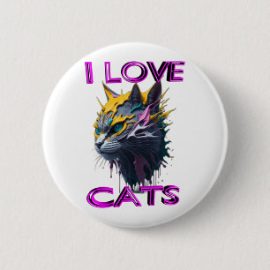Cute black cat  1 6 cm round badge