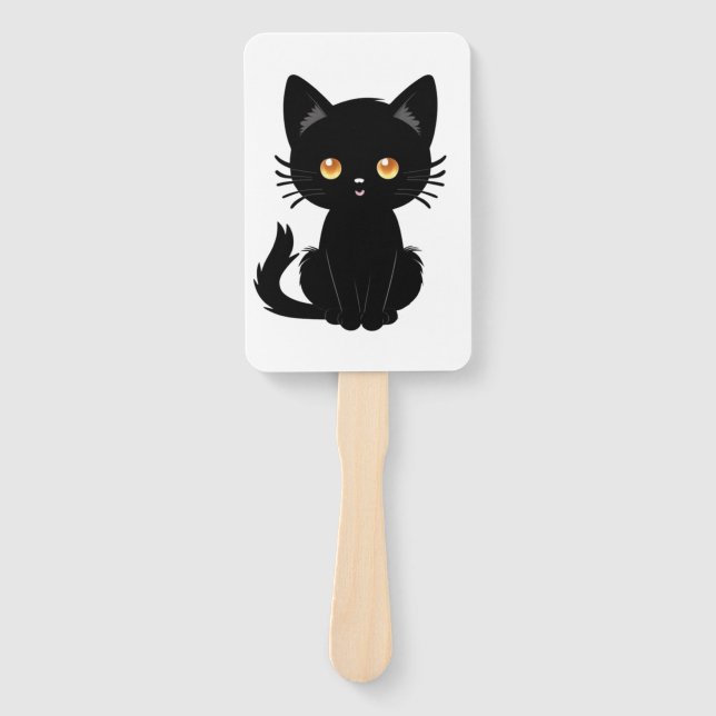 Cute Black cat  2 Hand Fan (Front)