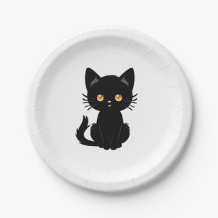 Cute Black cat 2 Paper Plate