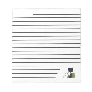 Cute Black Cat and flower – Personalised Notepad