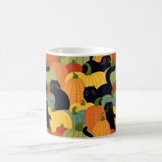 Cute Black Cat and Pumpkin Halloween Seamless Coffee Mug