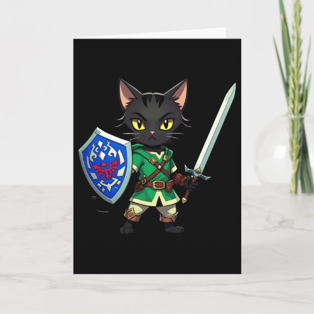 Cute Black Cat As Retro Video Game Character1  Card (Front)