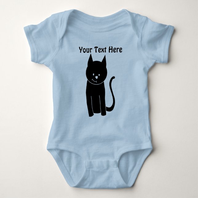 Cute Black Cat Baby Bodysuit (Front)