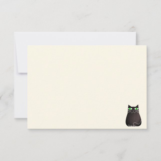 Cute Black Cat Blank Cream Off White Card (Front)