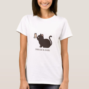 Cute Black Cat Butterfly Nose Kiss T-Shirt