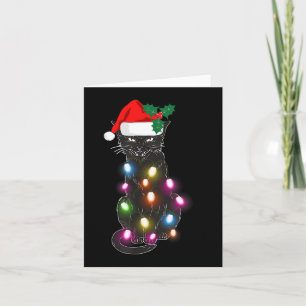 Cute Black Cat Christmas Light Fun Cat Lover Chris Card