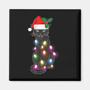 Cute Black Cat Christmas Light Fun Cat Lover Chris Magnet