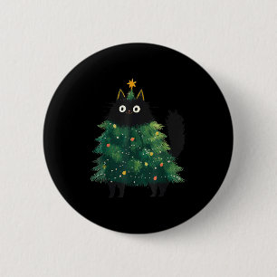 Cute Black Cat Christmas Tree Funny Kitten Lover X 6 Cm Round Badge