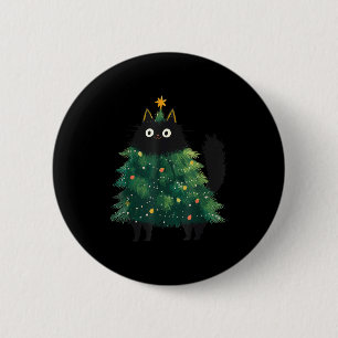 Cute Black Cat Christmas Tree Funny Kitten Lover X 6 Cm Round Badge