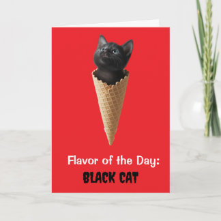 Cute Black Cat Cone Greeting Card