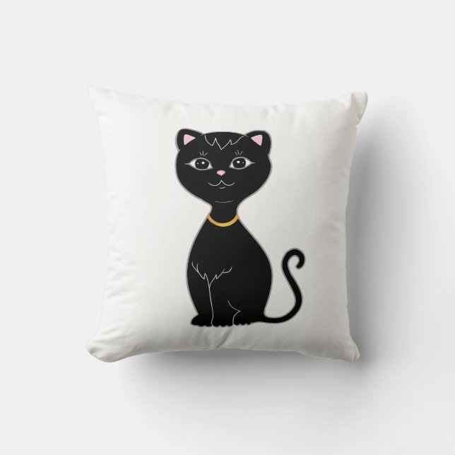 Cute Black Cat Cushion (Front)