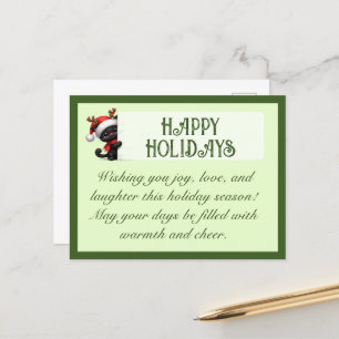 Cute Black Cat Customisable Greetings Postcard