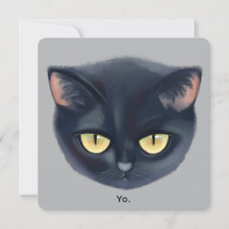 Cute Black Cat Face Invitation
