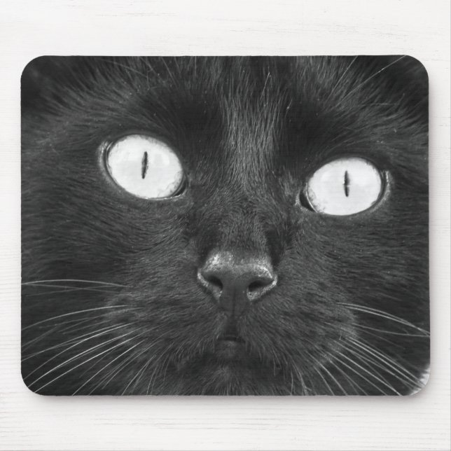 Cute Black Cat Face Mouse Pad (Front)