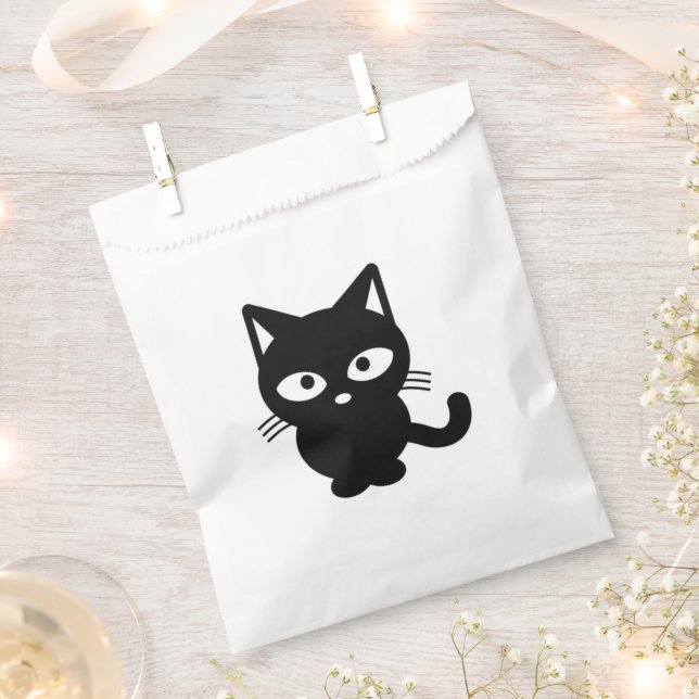 Cute Black Cat Friendly Kitty Halloween Favour Bags (Clipped)