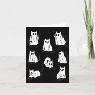 Cute Black Cat Ghost Halloween Costume For Women Card