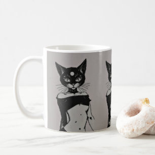 Cute Black Cat Goth Aesthetic Anime Coffee Mug