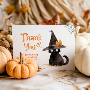 Cute black cat Halloween birthday thank you