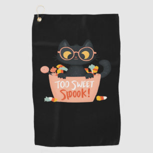 Cute Black Cat Halloween Candy Too Sweet Spook – P Golf Towel