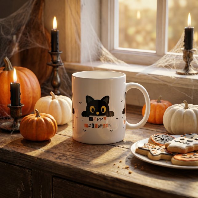 Cute Black Cat Halloween Coffee Mug (Creator Uploaded)