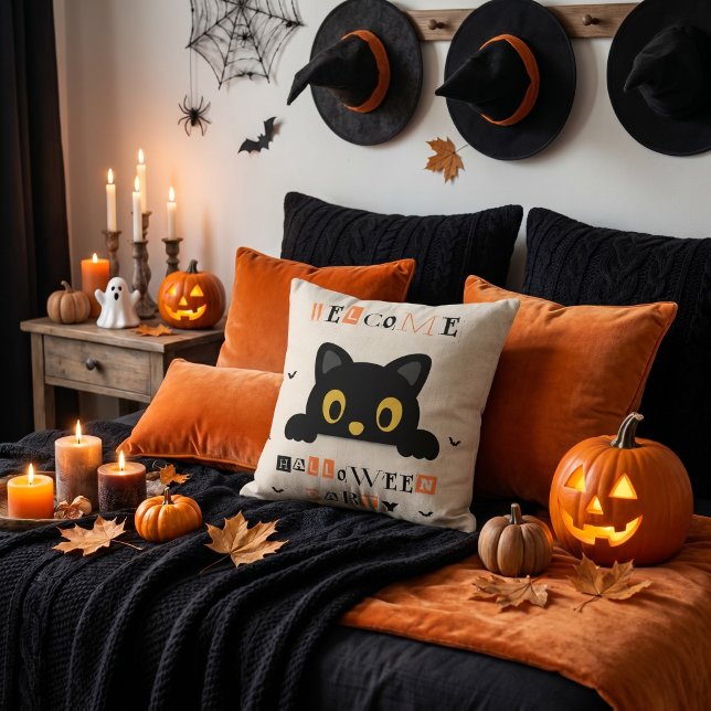 Cute Black Cat Halloween Cushion (Creator Uploaded)